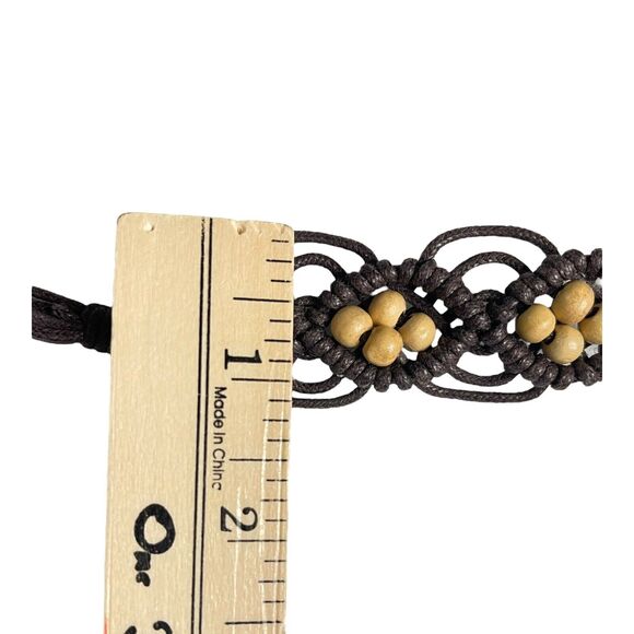 Vintage Pair Macramé Western Belts Ladies Black Brown Beaded 30” (plus) x 1.25” - Picture 2 of 8